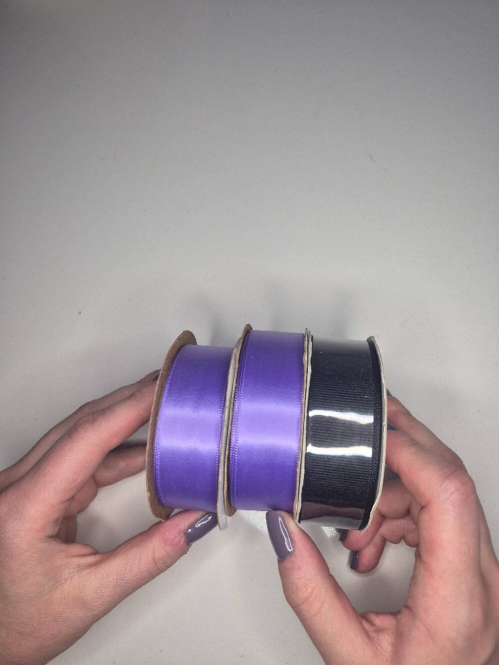 Mixed Lot Of 3 Crafting Ribbon 7/8" 2 Purple 1 Black